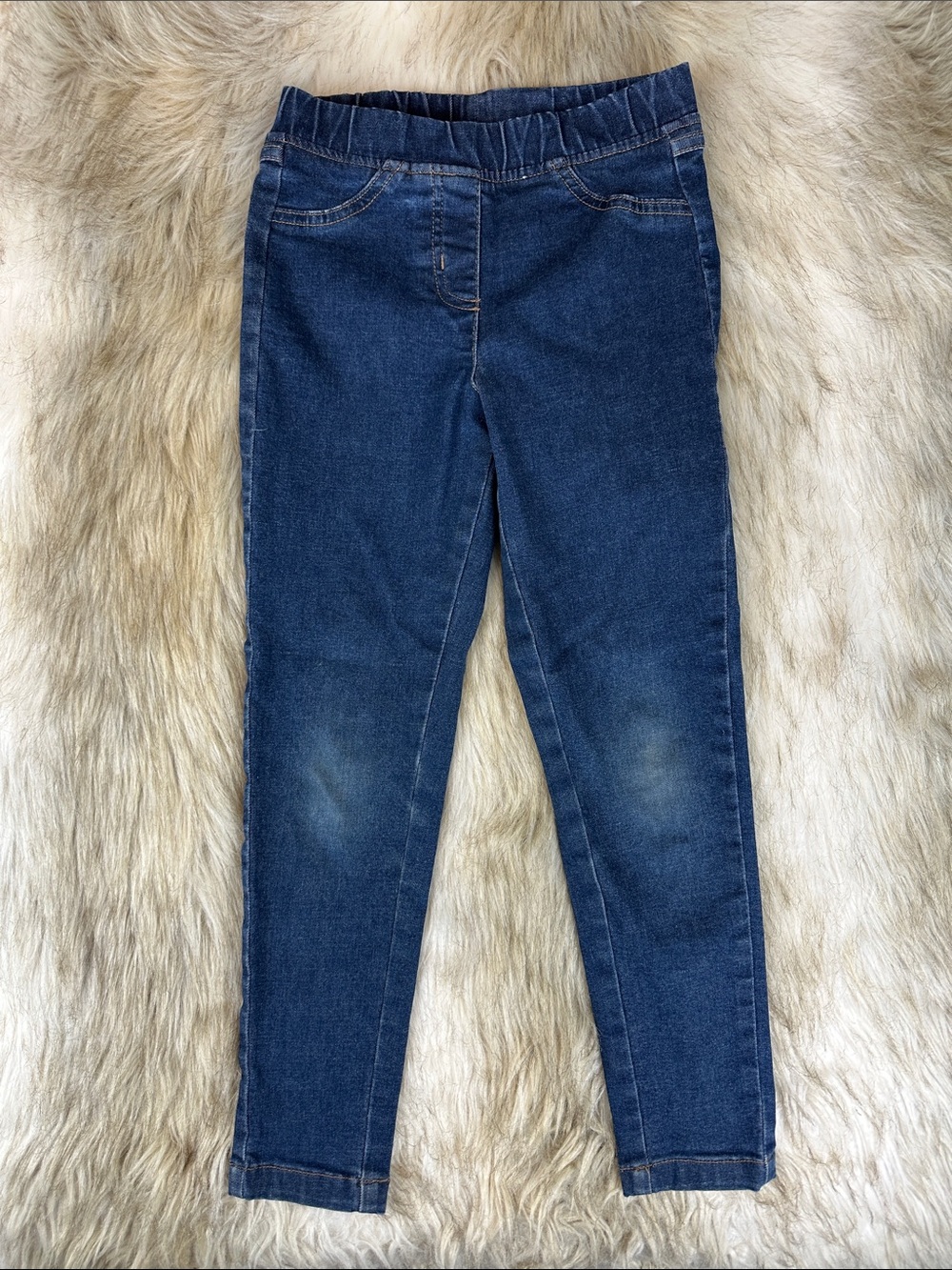 Hanna Andersson Girls 6-7 Blue Denim Pull On Jeggings Skinny Jeans